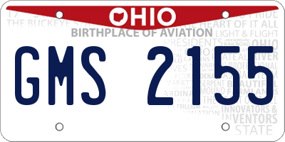 OH license plate GMS2155