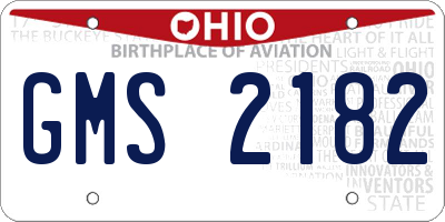 OH license plate GMS2182