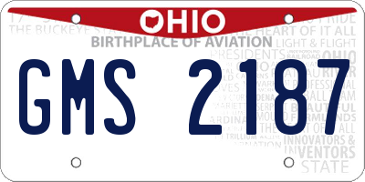OH license plate GMS2187