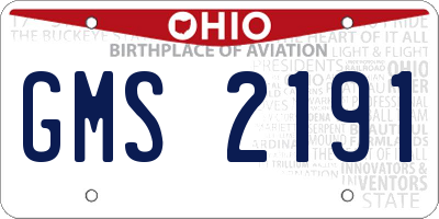 OH license plate GMS2191