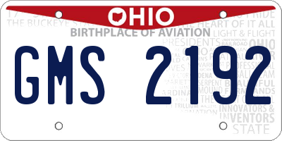 OH license plate GMS2192