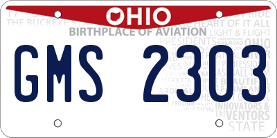 OH license plate GMS2303