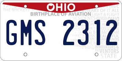 OH license plate GMS2312
