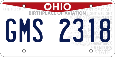 OH license plate GMS2318