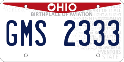 OH license plate GMS2333