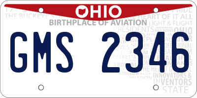 OH license plate GMS2346