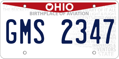 OH license plate GMS2347