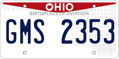 OH license plate GMS2353