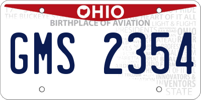 OH license plate GMS2354