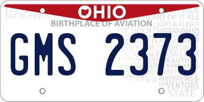 OH license plate GMS2373