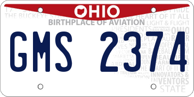 OH license plate GMS2374