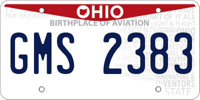 OH license plate GMS2383