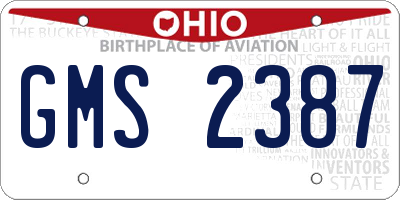 OH license plate GMS2387