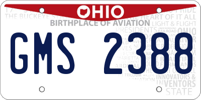 OH license plate GMS2388