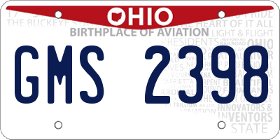 OH license plate GMS2398