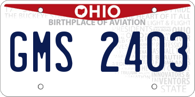 OH license plate GMS2403