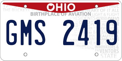 OH license plate GMS2419