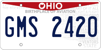 OH license plate GMS2420