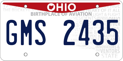 OH license plate GMS2435