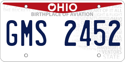 OH license plate GMS2452