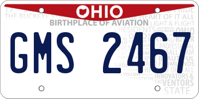 OH license plate GMS2467