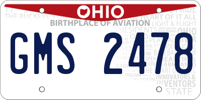 OH license plate GMS2478