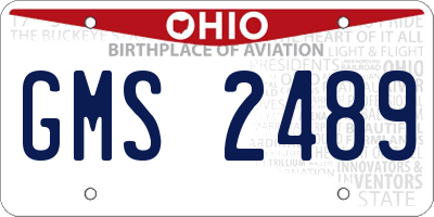 OH license plate GMS2489