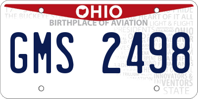 OH license plate GMS2498