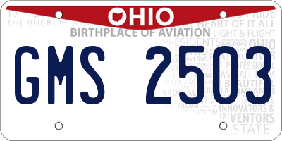 OH license plate GMS2503