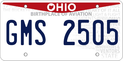 OH license plate GMS2505