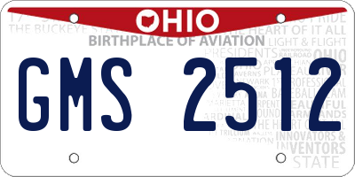 OH license plate GMS2512