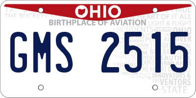 OH license plate GMS2515