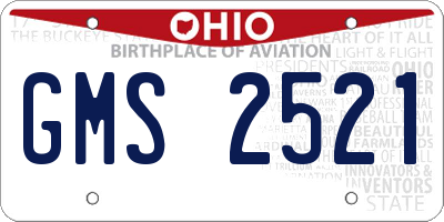 OH license plate GMS2521