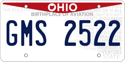 OH license plate GMS2522
