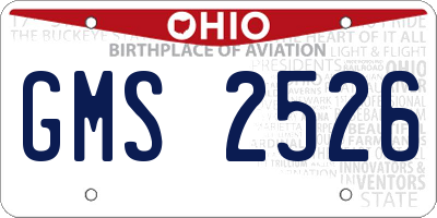 OH license plate GMS2526