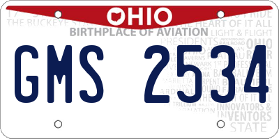 OH license plate GMS2534