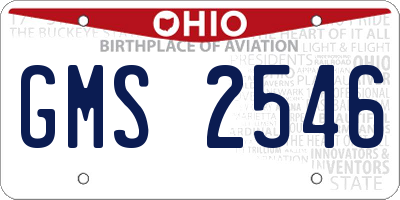 OH license plate GMS2546