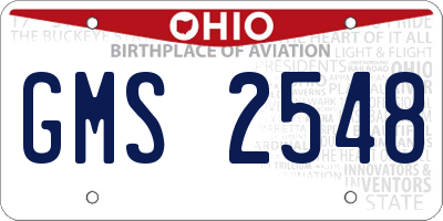 OH license plate GMS2548