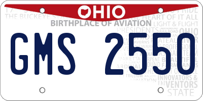 OH license plate GMS2550