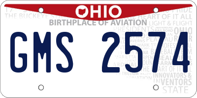 OH license plate GMS2574