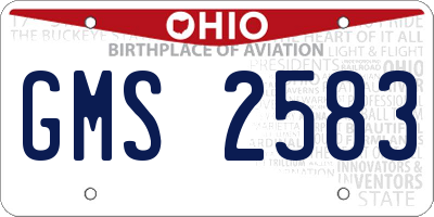 OH license plate GMS2583