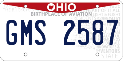 OH license plate GMS2587