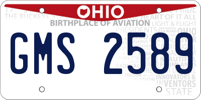 OH license plate GMS2589