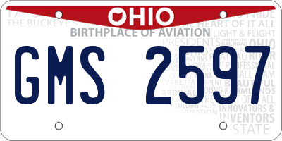 OH license plate GMS2597