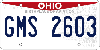 OH license plate GMS2603