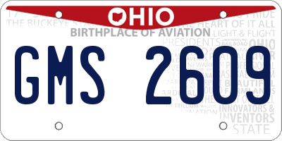 OH license plate GMS2609