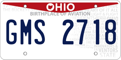 OH license plate GMS2718