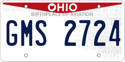 OH license plate GMS2724