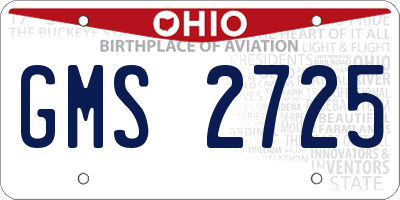 OH license plate GMS2725