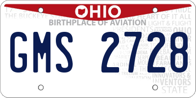 OH license plate GMS2728